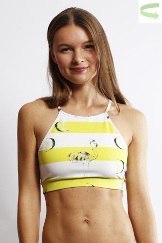 Yellow Flamingo Bustier - Sports Bra/ Bikini Top (reversible)